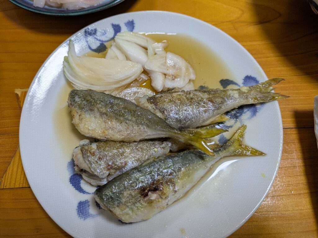 釣ったアジで作った南蛮漬け